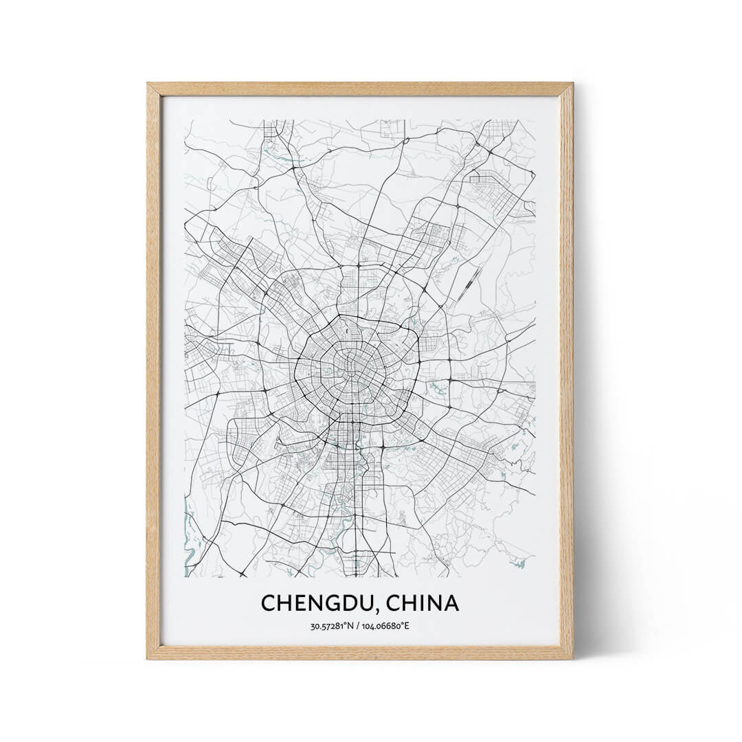 Chengdu city map poster