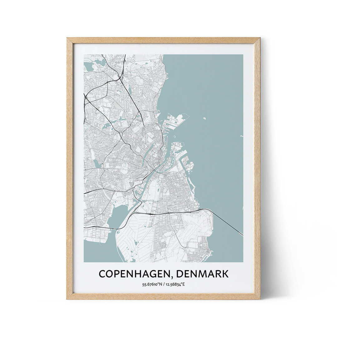 Affiche de la carte de la ville de Copenhague