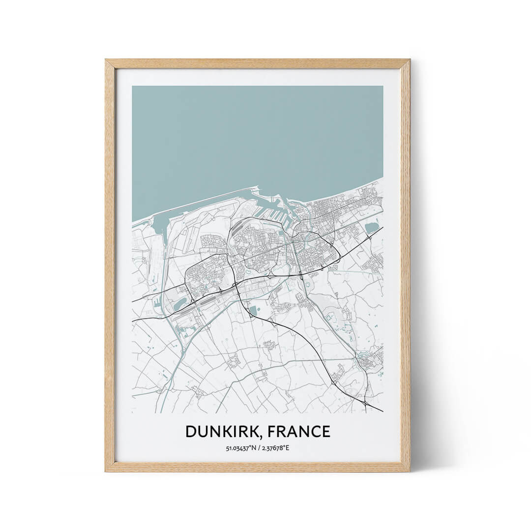 Affiche du plan de la ville de Dunkerque