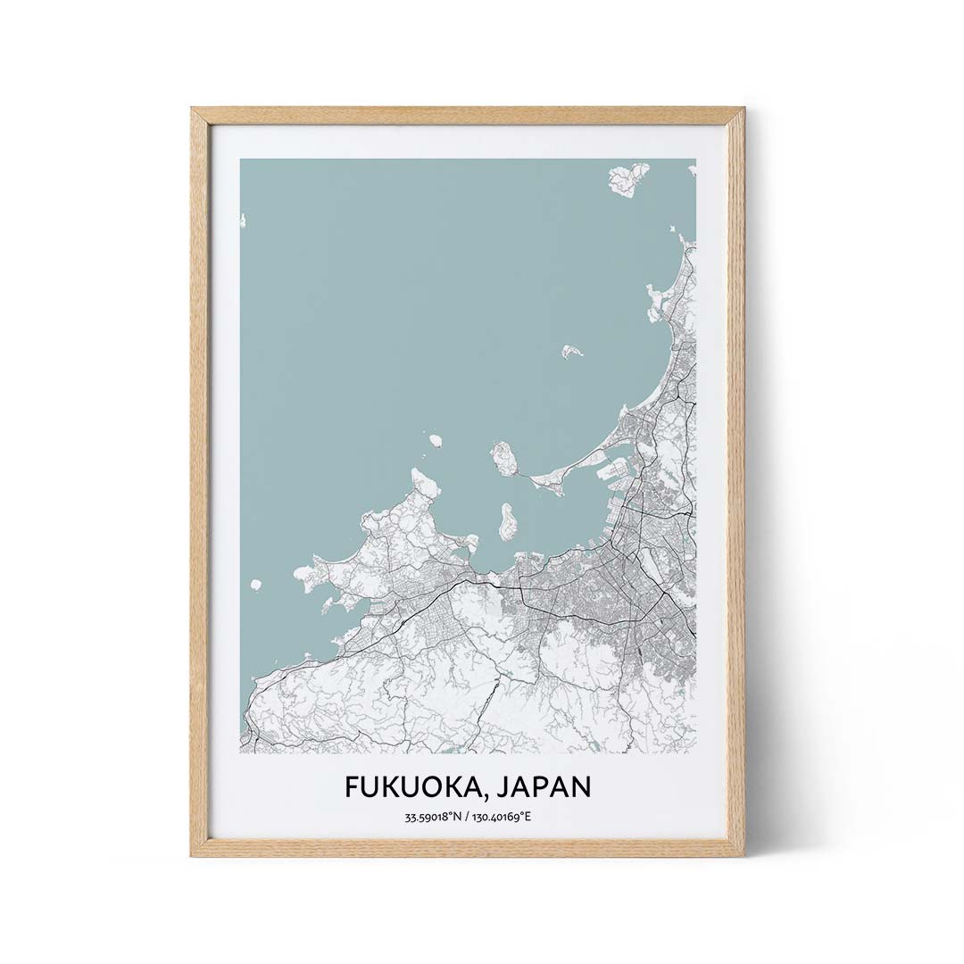Plakat z mapą miasta Fukuoka
