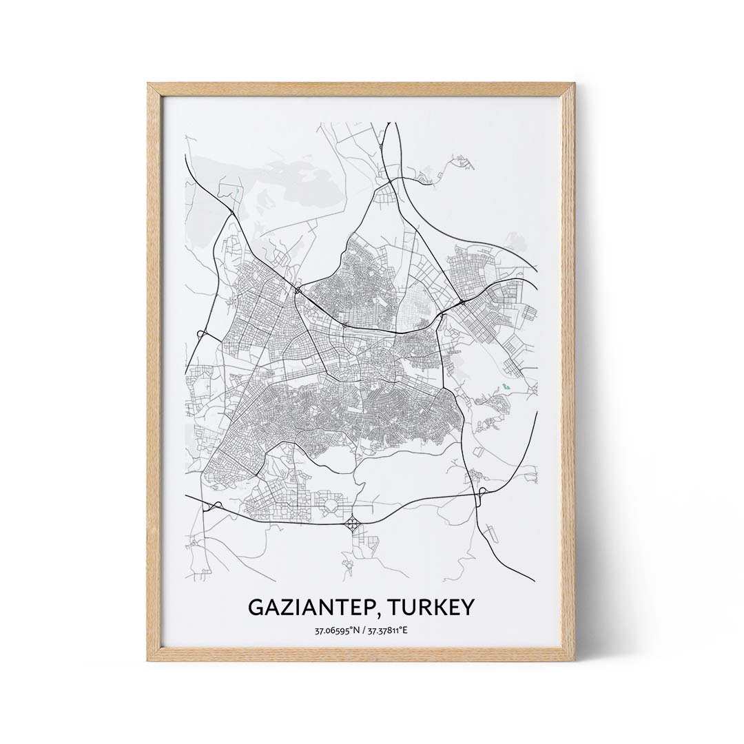 Plakat z mapą miasta Gaziantep