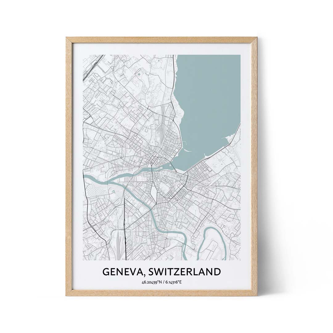 Plakat z mapą miasta Genewa