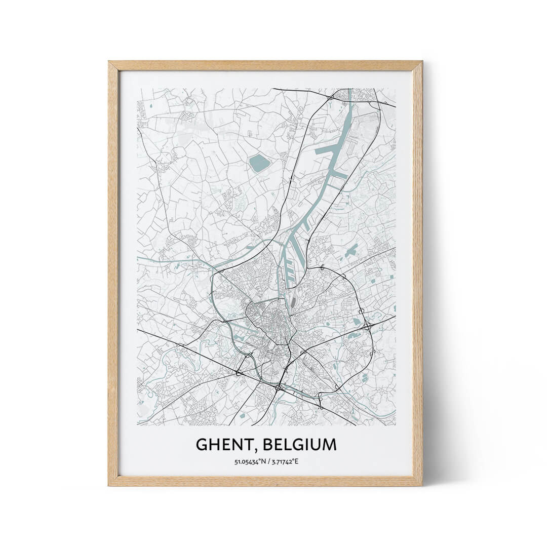 Ghent city map poster