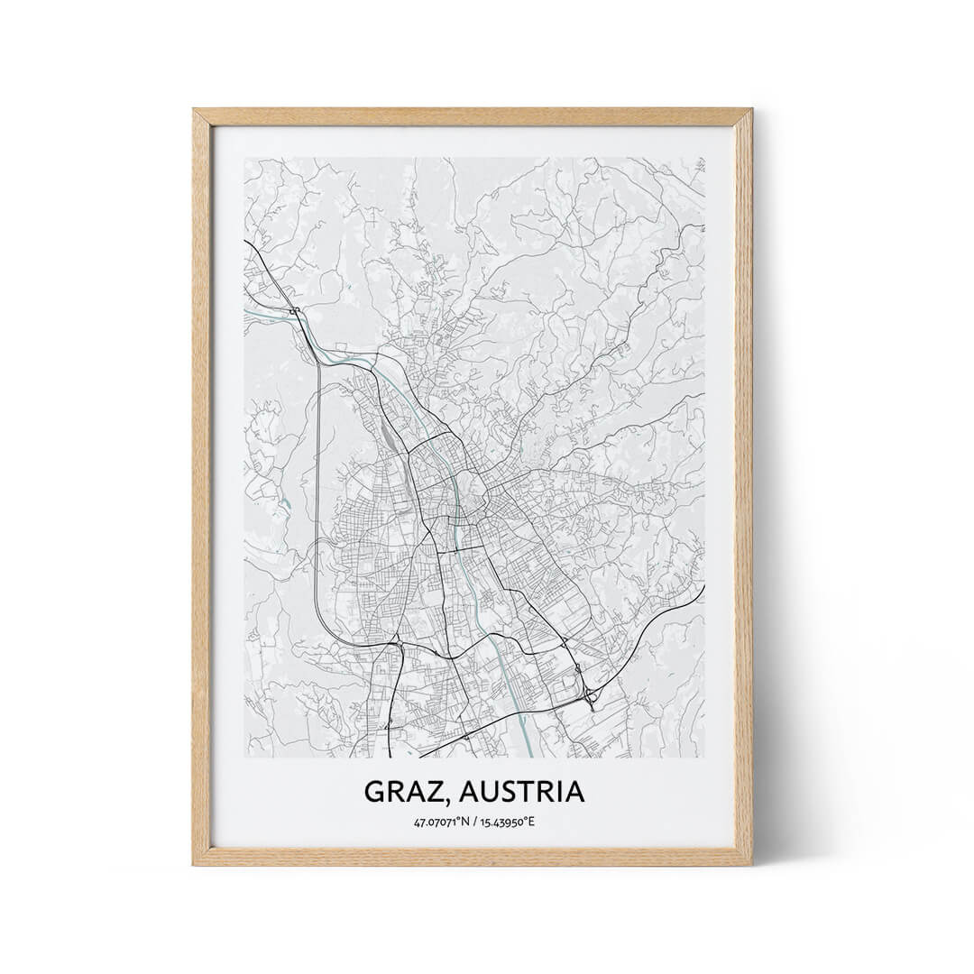 Affiche du plan de la ville de Graz