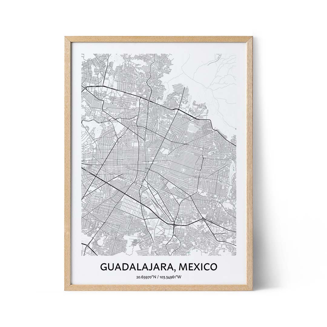 Guadalajara city map poster