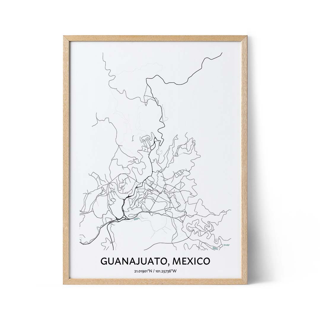 Affiche du plan de la ville de Guanajuato