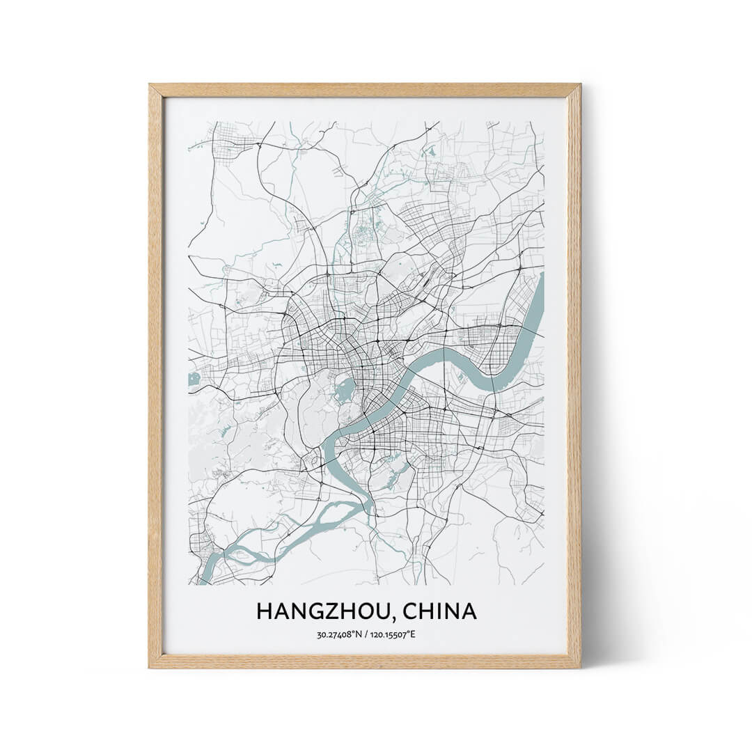 Hangzhou city map poster