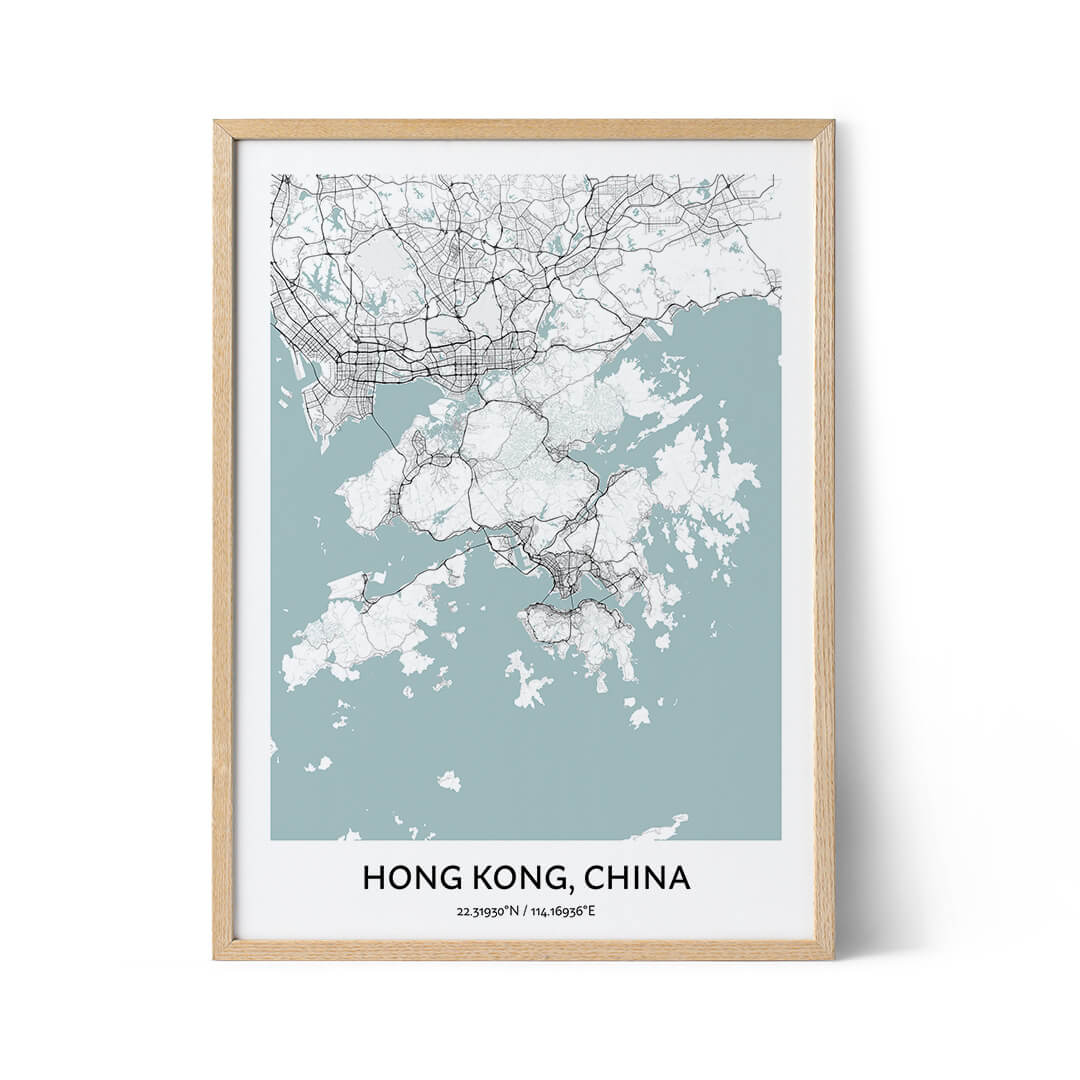 Affiche de la carte de la ville de Hong Kong