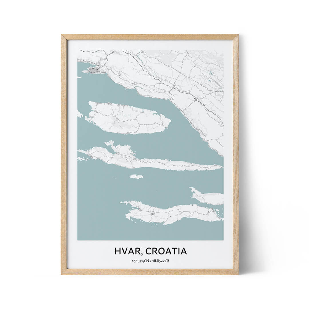 Hvar city map poster