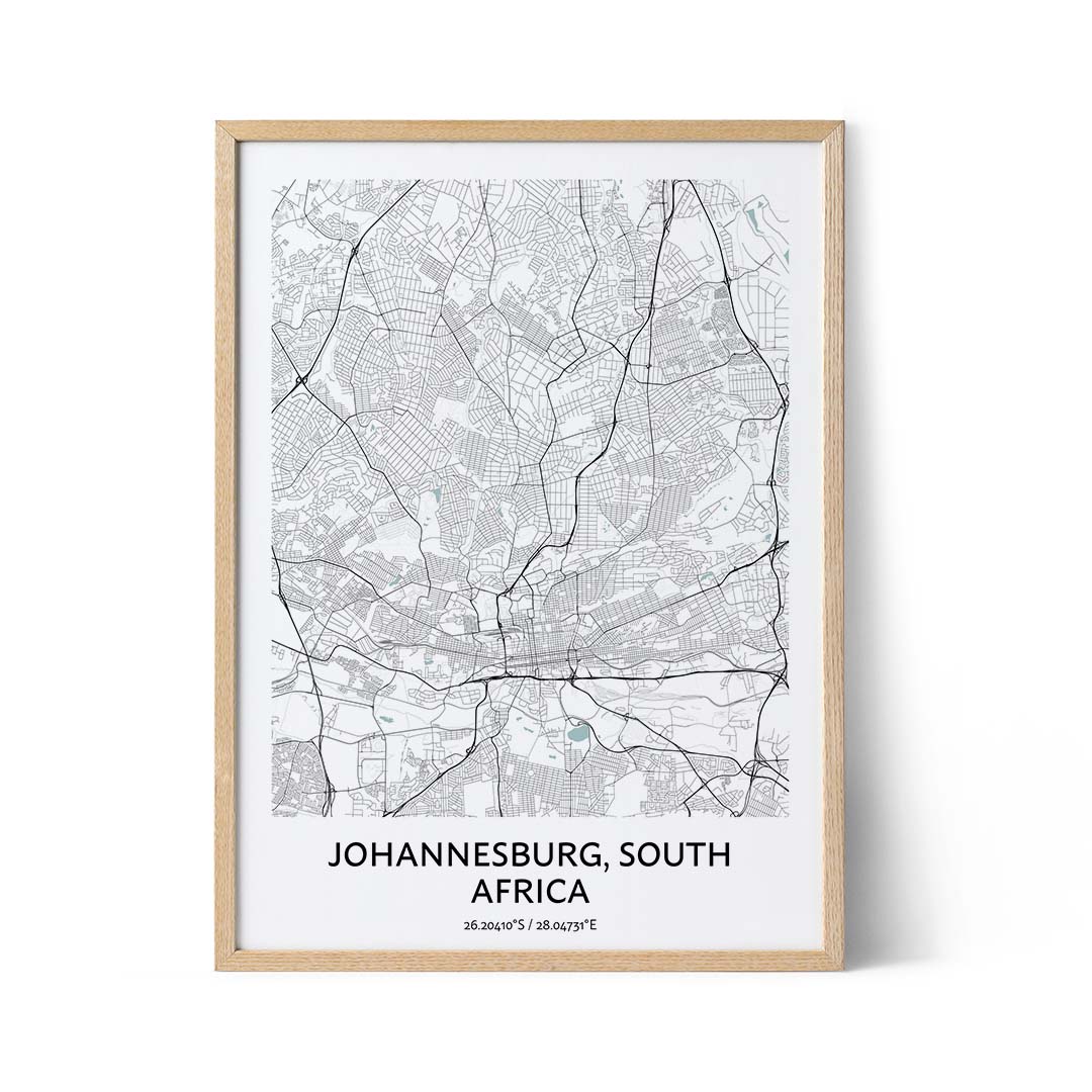 Johannesburg city map poster