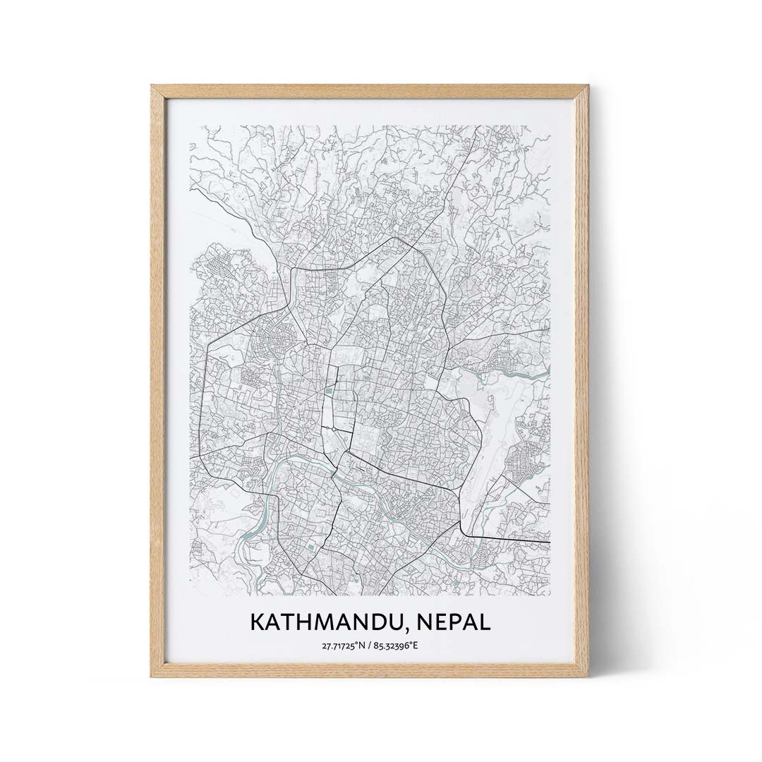 Kathmandu city map poster