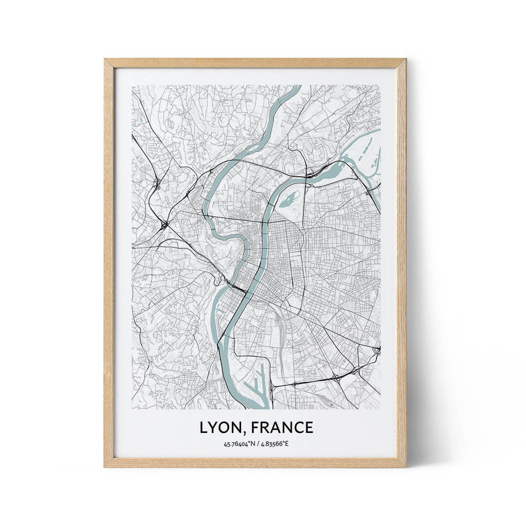 Lyon Stadtplan Poster