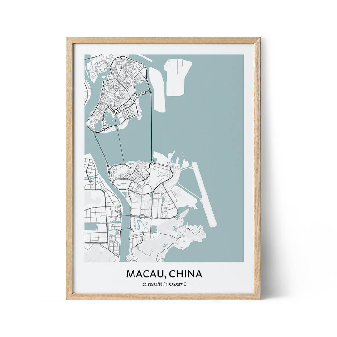 Affiche de la carte de la ville de Macao