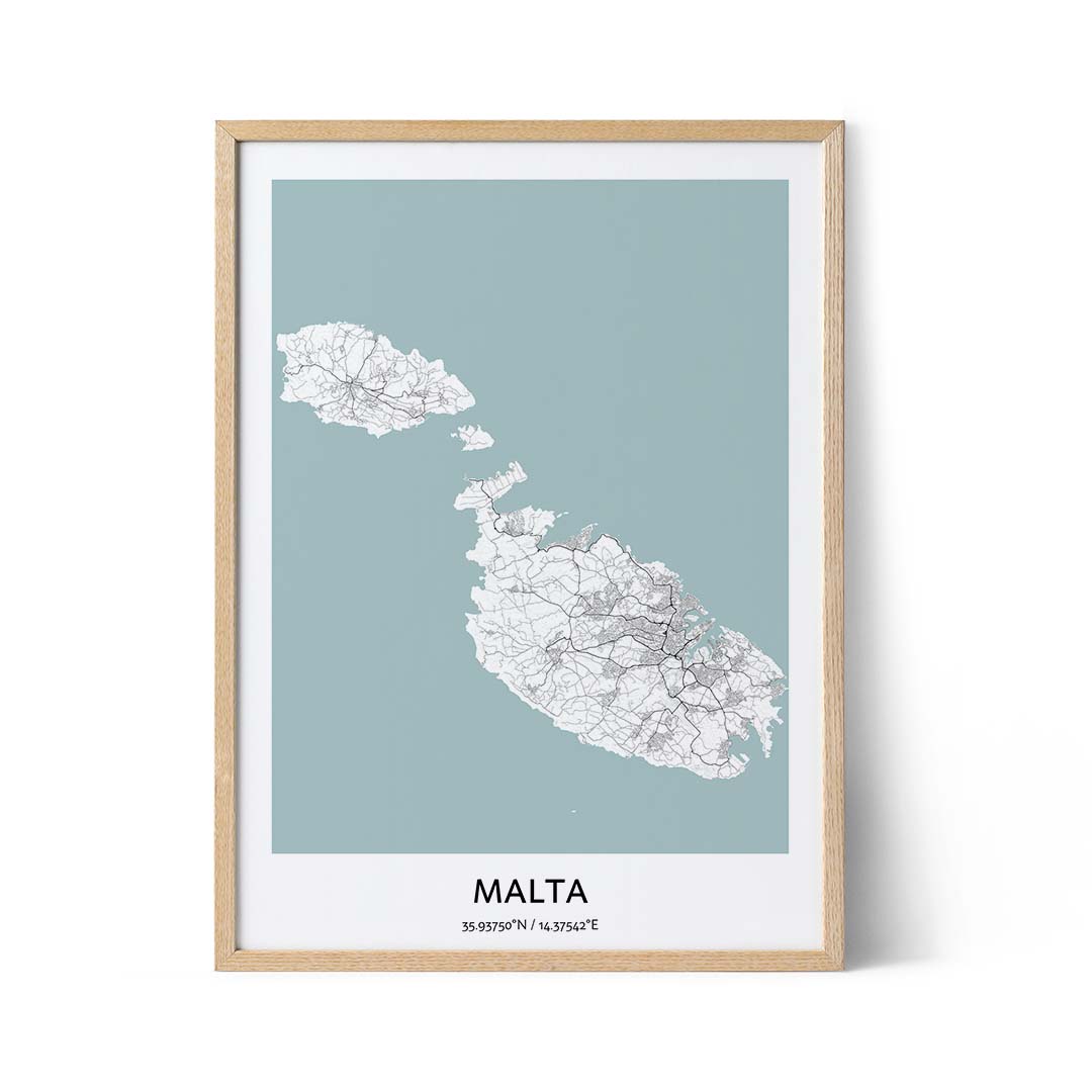 Affiche de la carte de la ville de Malte