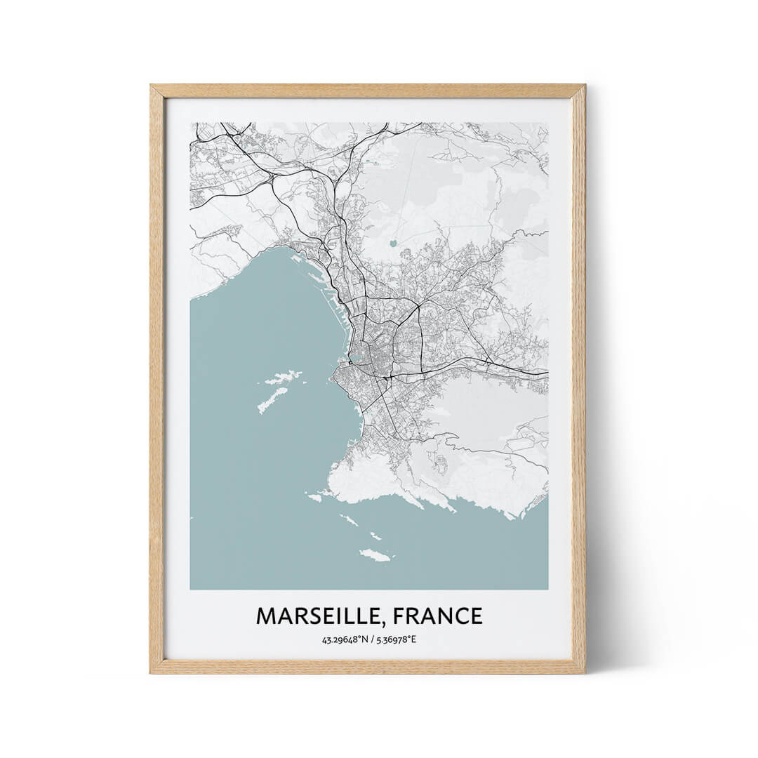 Affiche du plan de la ville de Marseille