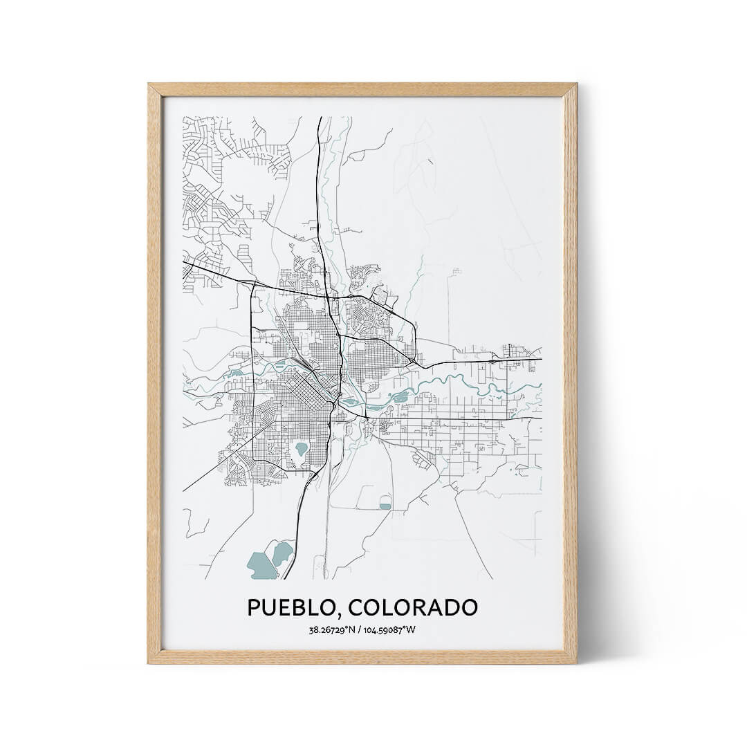 Cartel del mapa de la ciudad de Pueblo