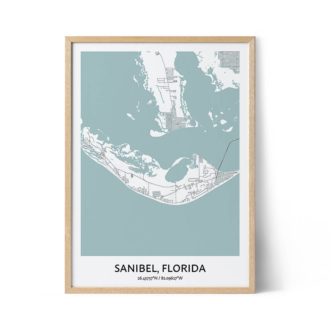 Affiche du plan de la ville de Sanibel