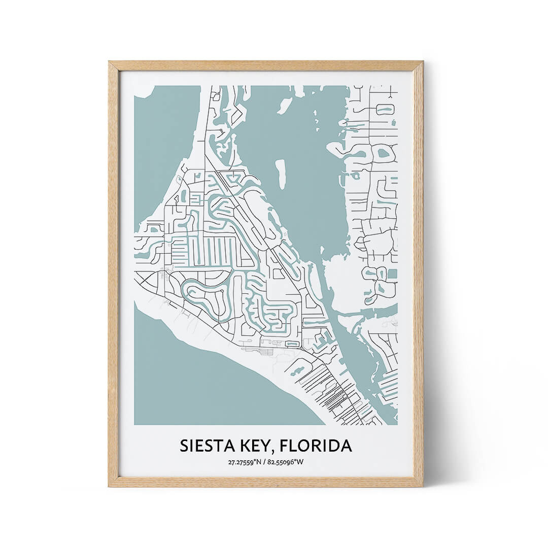 Siesta Key city map poster