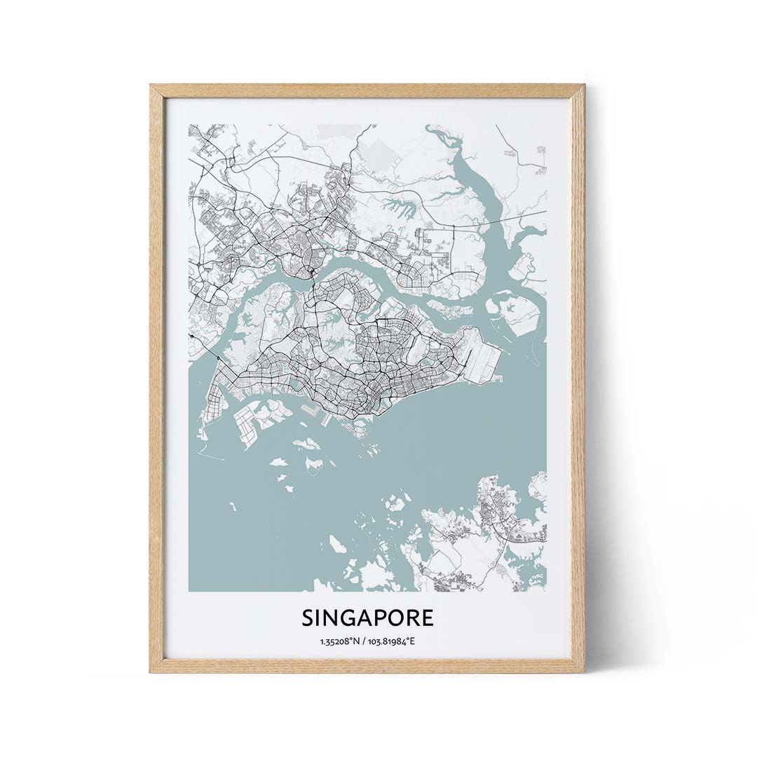 Affiche de la carte de la ville de Singapour