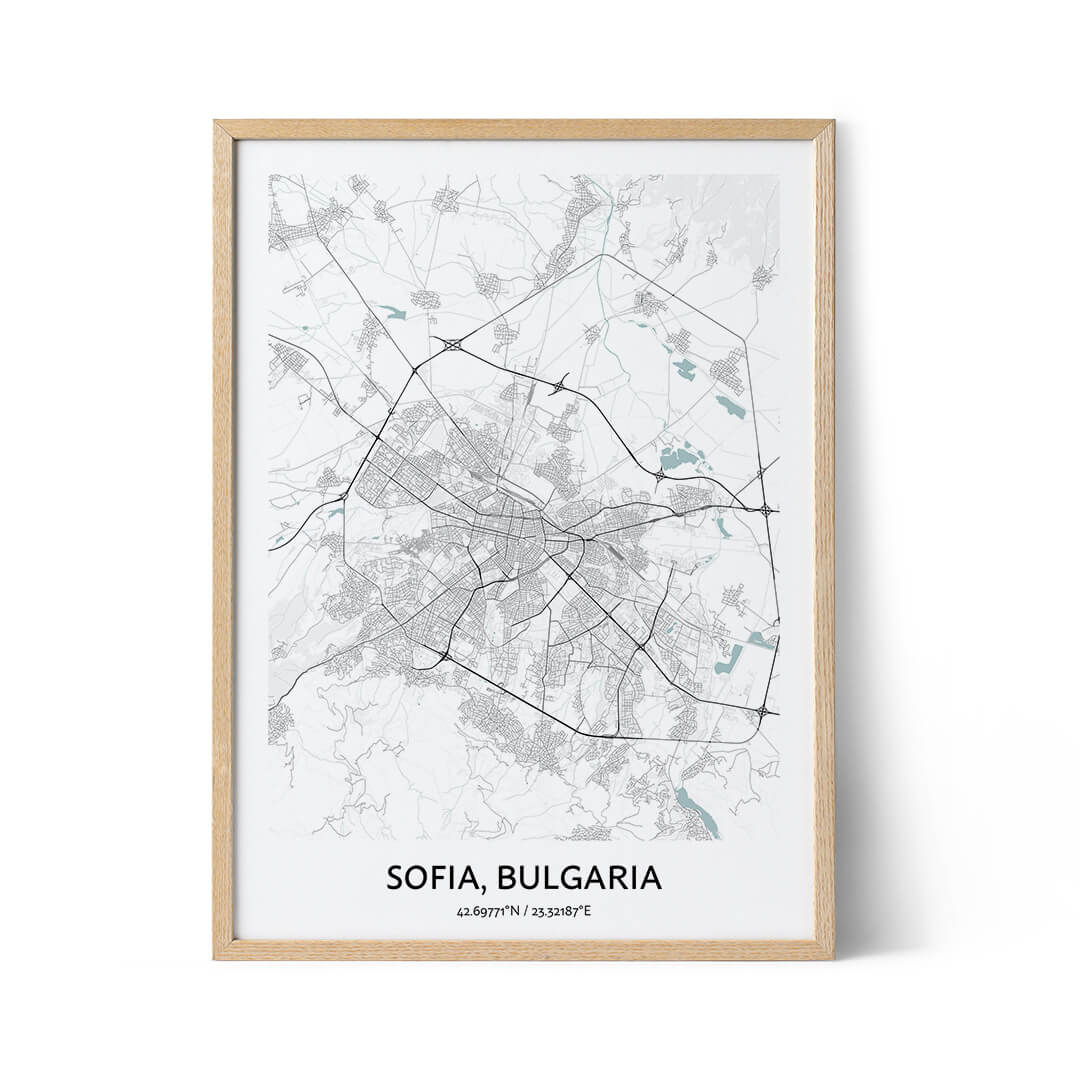 Affiche du plan de la ville de Sofia