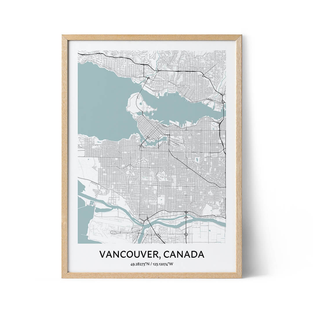 Affiche de la carte de la ville de Vancouver